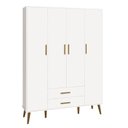 Ver imagem 2 de Guarda-roupa Isis Infantil Retrô 4 Portas 2 Gavetas Pés Madeira para Quarto Bebe - Branco Fosco