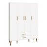 Guarda-roupa Isis Infantil Retrô 4 Portas 2 Gavetas Pés Madeira para Quarto Bebe - Branco Fosco - 1