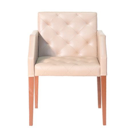 Poltrona Costura Capitonê Sala Espera Escritório - Bege