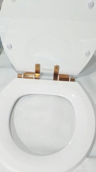 Assento Sanitário Poliéster Uni Oval F.suave Fixador Dourado - 7