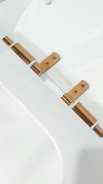 Assento Sanitário Poliéster Uni Oval F.suave Fixador Dourado - 8