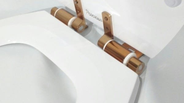 Assento Sanitário Poliéster Uni Oval F.suave Fixador Dourado - 6