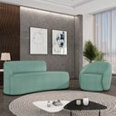 Ver imagem 2 de Sofá 3 Lugares Orgânico 180cm Morgan e Poltrona Lua Bouclê Verde Menta D03 - D’Rossi