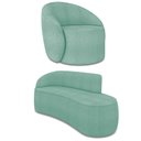 Ver imagem 1 de Sofá 3 Lugares Orgânico 180cm Morgan e Poltrona Lua Bouclê Verde Menta D03 - D’Rossi