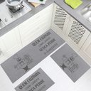 Ver imagem 1 de Jogo Tapete Cozinha Cinza Algodão Antiderrapante 3pçs Chefe