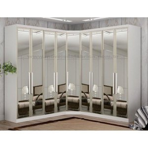 Modulado Closet Completo Espelhado 9 Portas 6 Gavetas - Linea-branco - Móveis Novo Horizonte