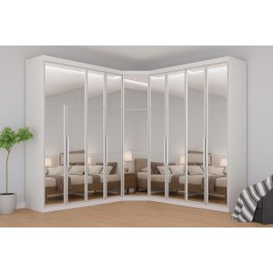 Modulado Closet Completo Espelhado 9 Portas 6 Gavetas - Linea-branco - Móveis Novo Horizonte