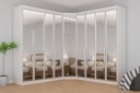 Ver imagem 1 de Modulado Closet Completo Espelhado 9 Portas 6 Gavetas - Linea-branco - Móveis Novo Horizonte