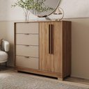 Ver imagem 1 de Cômoda Quarto Alta 125cm X 118,5cm com 2 Portas e 4 Gavetas Cor:freijó com Avelã