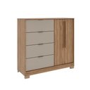 Ver imagem 2 de Cômoda Quarto Alta 125cm X 118,5cm com 2 Portas e 4 Gavetas Cor:freijó com Avelã