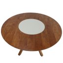 Ver imagem 3 de Mesa Jantar Garopaba Nacional Móveis Redonda 120 Cm Tampo Madeira Pinhão com Vidro Giratório
