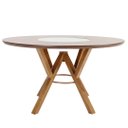 Ver imagem 2 de Mesa Jantar Garopaba Nacional Móveis Redonda 120 Cm Tampo Madeira Pinhão com Vidro Giratório