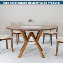 Ver imagem 6 de Mesa Jantar Garopaba Nacional Móveis Redonda 120 Cm Tampo Madeira Pinhão com Vidro Giratório