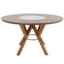 Ver imagem 1 de Mesa Jantar Garopaba Nacional Móveis Redonda 120 Cm Tampo Madeira Pinhão com Vidro Giratório