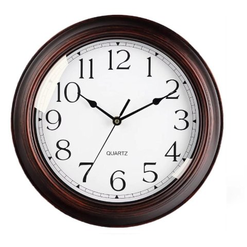 Relogio de Parede Estilo Madeira 30cm Decorativo Casa Sala Vintage Analogico Redondo Escritorio Retr