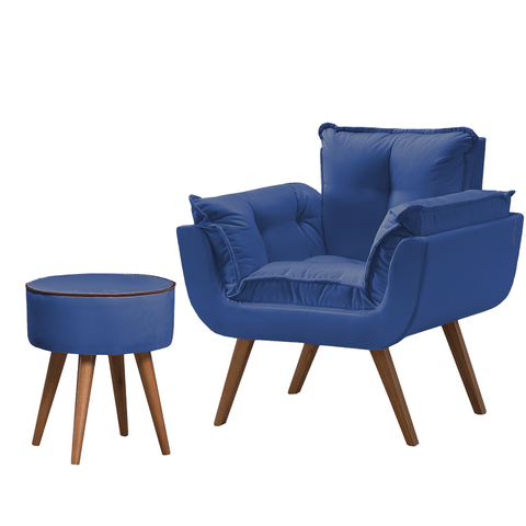 Poltrona Opala + Puff Azul Bic