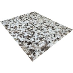 Tapete de couro cinza natural malhado 2,00x2,50 com bordas - 2