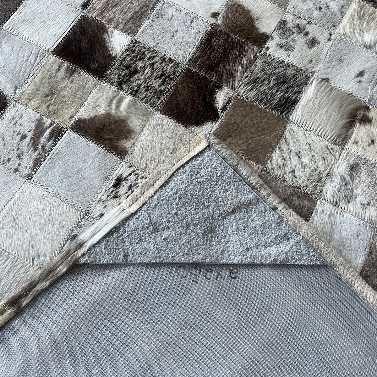 Tapete de couro cinza natural malhado 2,00x2,50 com bordas - 3