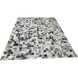 Tapete de couro cinza natural malhado 2,00x2,50 com bordas - 1