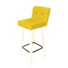 Kit 02 Banquetas Lara Encosto com Botão para Balcão e Cozinha Bistrô Suede Amarelo com Pés - 2