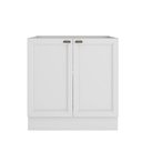 Ver imagem 3 de Conjunto Balcão 80cm c/Tampo, 3 Aéreos Unna - Branco/Carvalho Oak