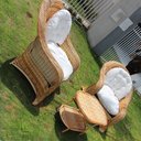 Ver imagem 3 de Conjunto de Poltronas Fibra Sintética Bananeira Janaína - 2 Poltronas + 1 Mesa Centro - Tecido Duna 