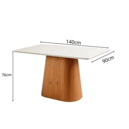 Mesa de Jantar Maya Retangular Tampo Laqueado com Vidro 140x90 Luka Decor - 2