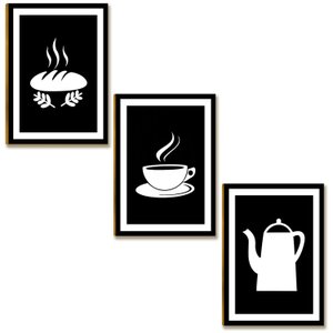Placas Mdf Café Preto e Branco Minimalista Cozinha A4