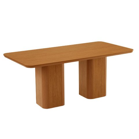 Mesa de Jantar Eloise 180cm Tampo Mdf Canto Copo Moderna Mobília