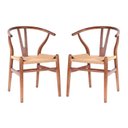 Ver imagem 1 de Kit com 2 Cadeiras para Sala de Jantar Madeira Maciça Wishbone Marrom/Escura