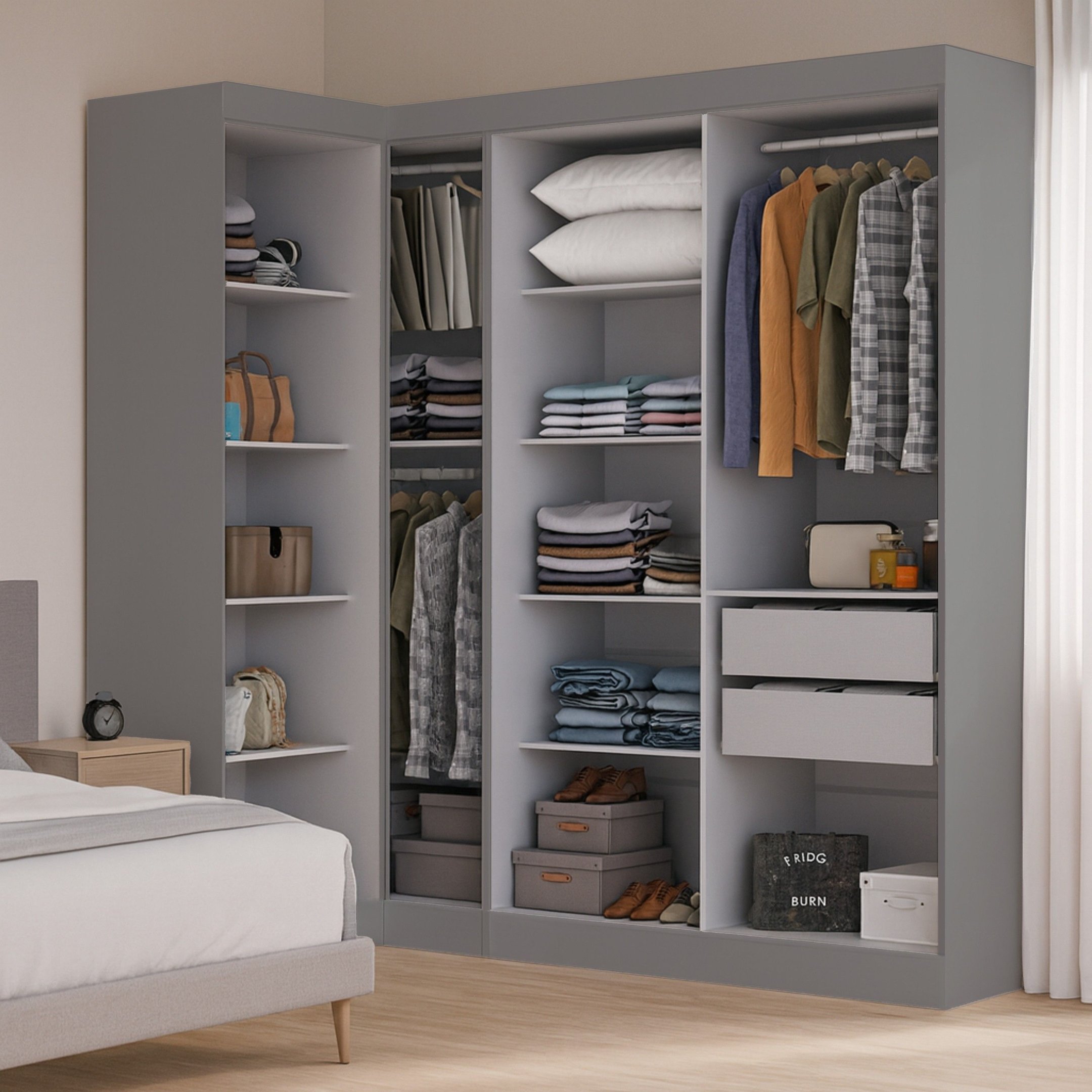 カラメトルーノ Guarda-roupa Modulação 7 Portas Canto Paris | MadeiraMadeira