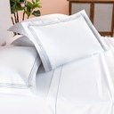 Ver imagem 2 de Jogo Cama Lençol Trivio Casal 400 Fios Bordado Fronhas Aba Americana 4 Peças Branco
