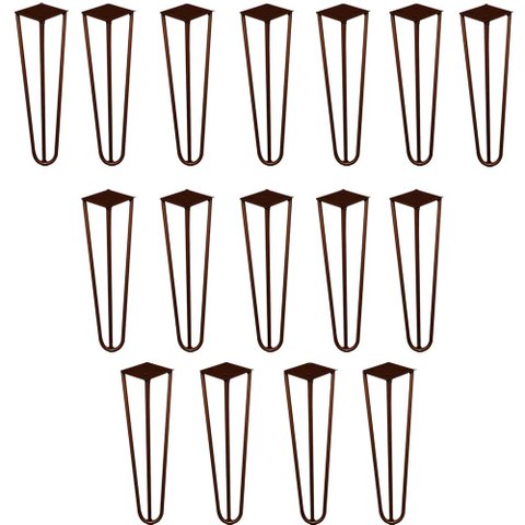 Kit 16 Pés de Metal 30 CM Hairpin Legs Mesa de Canto Rack e Puffs Bronze