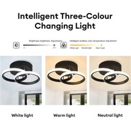 Lustre Luminaria Teto Led Moderno 3 Cores Redondo 25x10x19cm - Preto - 5