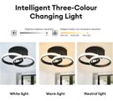 Ver imagem 5 de Lustre Luminaria Teto Led Moderno 3 Cores Redondo 25x10x19cm - Preto