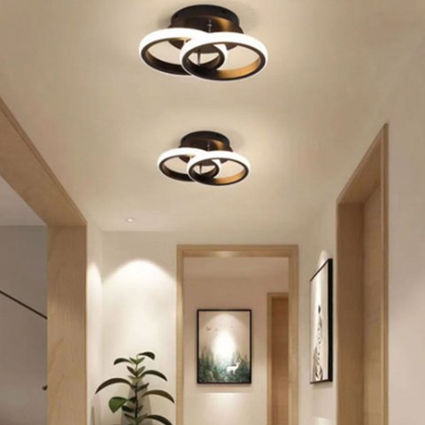 Lustre Luminaria Teto Led Moderno 3 Cores Redondo 25x10x19cm - Preto