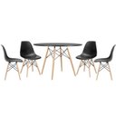 Ver imagem 4 de Conjunto de Mesa de Jantar Eames Eiffel Redonda 100cm Tampo de Madeira Preto com 4 Cadeiras Pretas