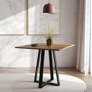 Mesa de Jantar Mônaco 90cm Imbuia Base Preta - Cor: Marrom