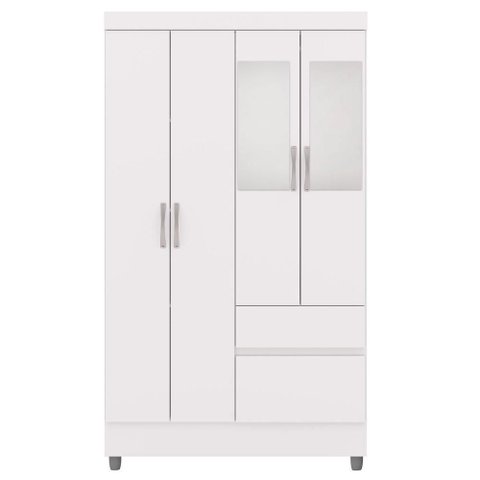 Guarda Roupa 4 Portas Espelho 102 Cm 10090 Vlr Branco Camarim