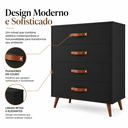 Ver imagem 3 de Cômoda Pádua 4 Gavetas com Pés Palito 90cm Preto - J Carvalho