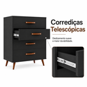 Ver imagem 4 de Cômoda Pádua 4 Gavetas com Pés Palito 90cm Preto - J Carvalho