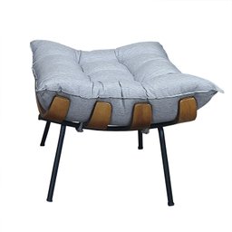 Poltrona Costela com Puff Costela - Linho Cinza - Moveis Roperi - 6