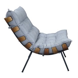 Poltrona Costela com Puff Costela - Linho Cinza - Moveis Roperi - 2