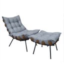 Ver imagem 1 de Poltrona Costela com Puff Costela - Linho Cinza - Moveis Roperi