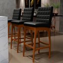 Ver imagem 2 de Kit 02 Banquetas Altas Para Cozinha Sala de Jantar Fixa Mila B04 Couríssimo Preto - Lyam Decor