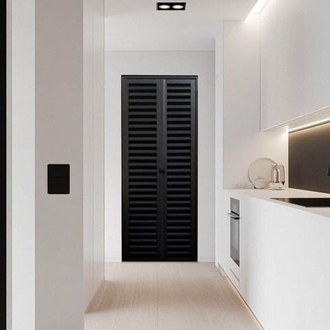 Porta Camarão Palheta Alumínio 70 x 210cm Preto Hale Abertura Esquerda