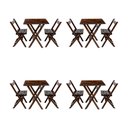 Ver imagem 1 de Kit 4 Conjuntos Mesa Dobrável para Bar e Restaurante 60x60cm com 2 Cadeiras em Madeira Maciça - Imbu
