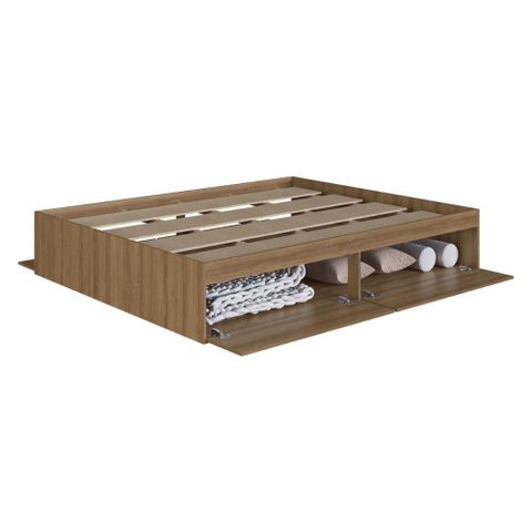 Cama Queen com Baú 4 Portas para Colchão 198x158cm Multimóveis Cr40133 Mel