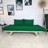 Sofá Japão Futon Verde Bandeira Em Madeira Maciça - 3
