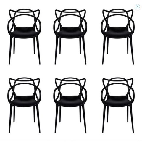 Conjunto com 6 Cadeiras Allegra Preta Polipropileno Salna